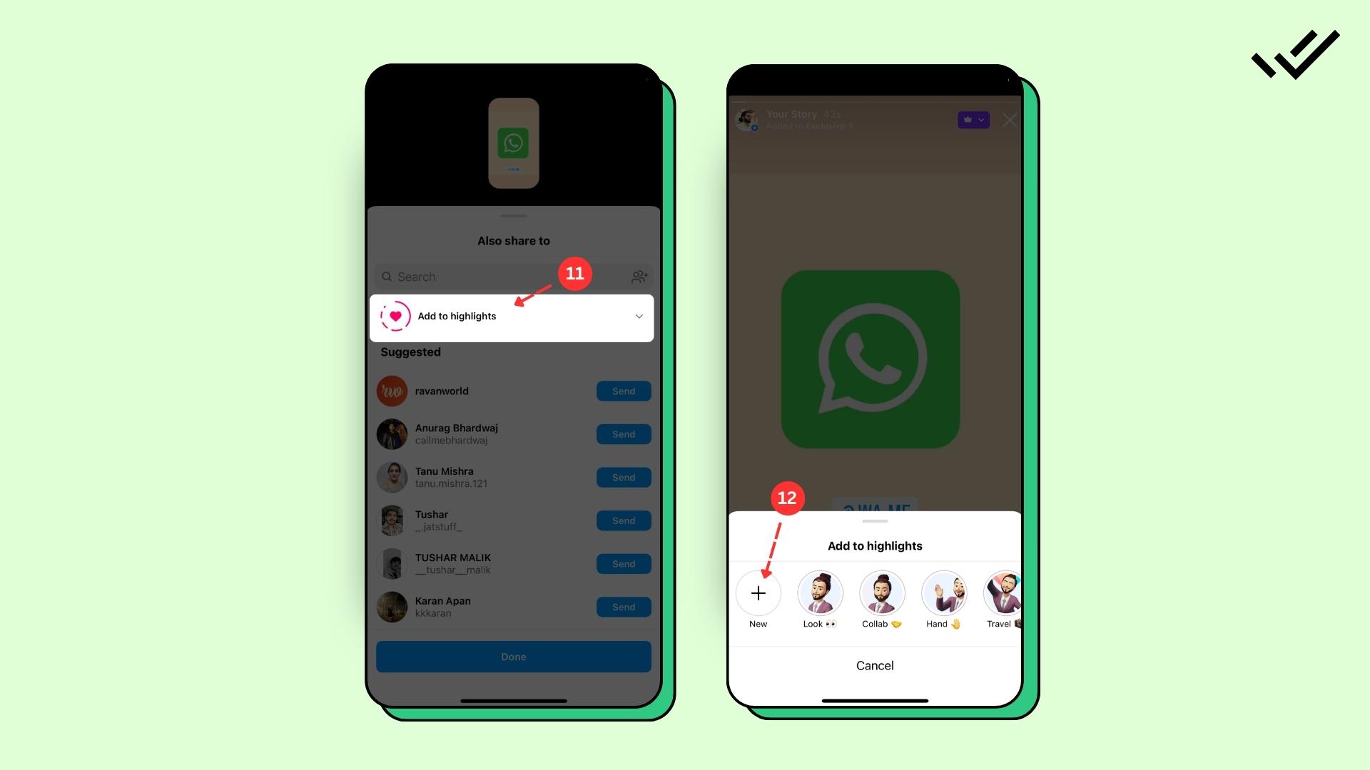 Steps to Add WhatsApp Link to Instagram Story Highlights