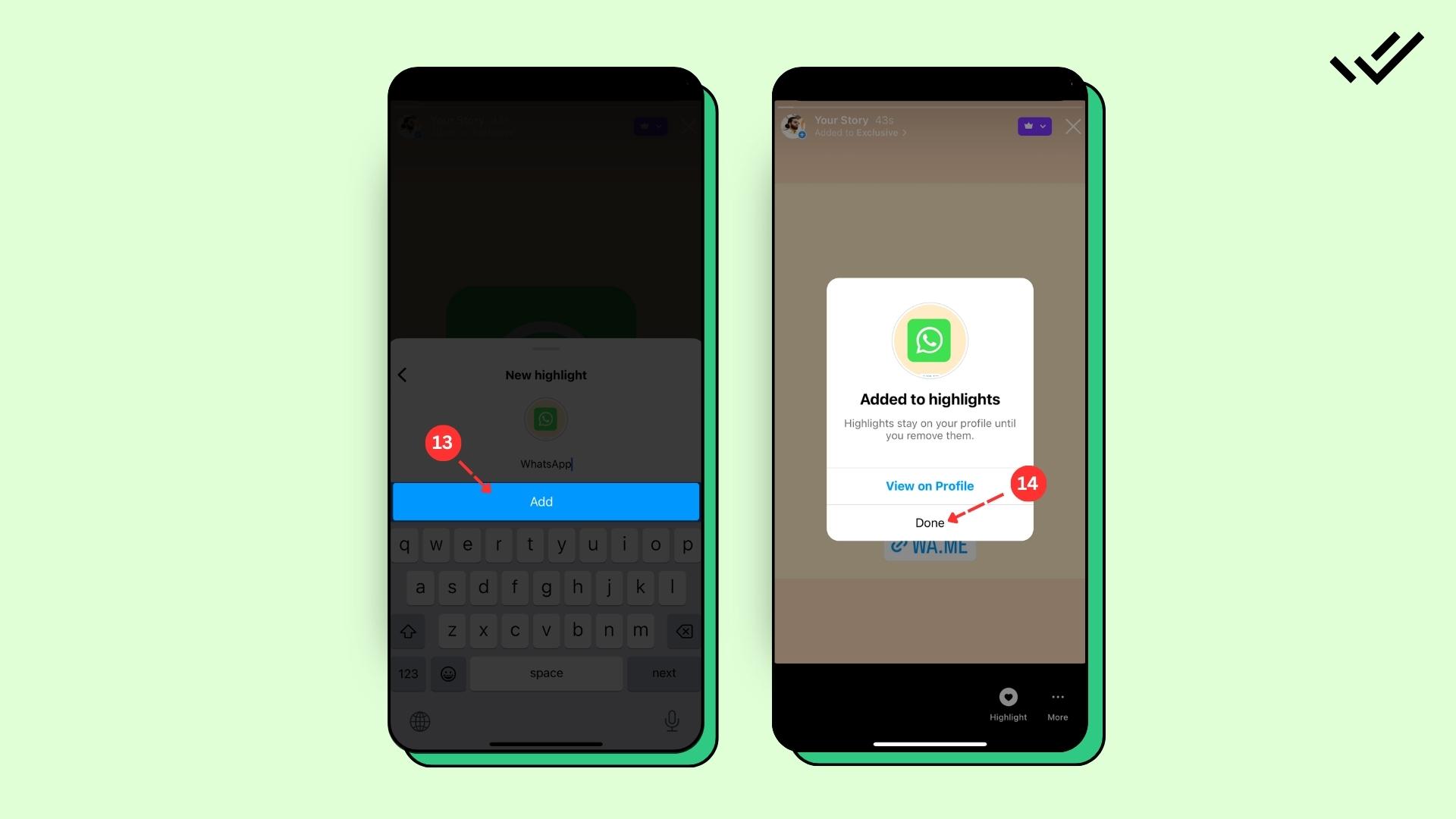 Steps to Add WhatsApp Link to Instagram Story Highlights