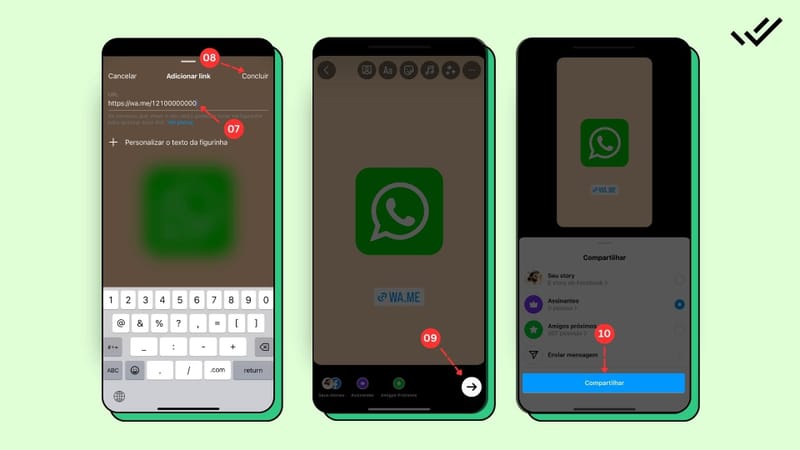 Etapas para adicionar link do WhatsApp aos destaques das histórias do Instagram