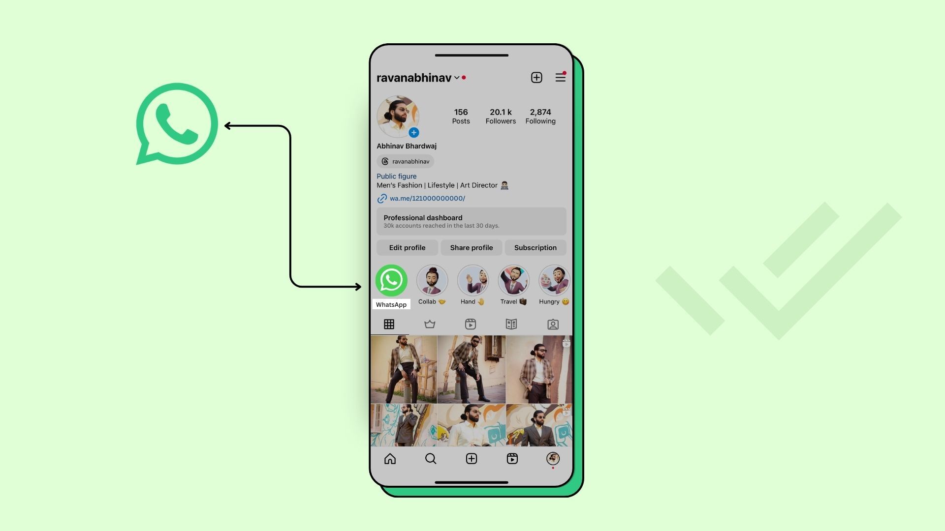 WhatsApp Link to Instagram Story Highlights