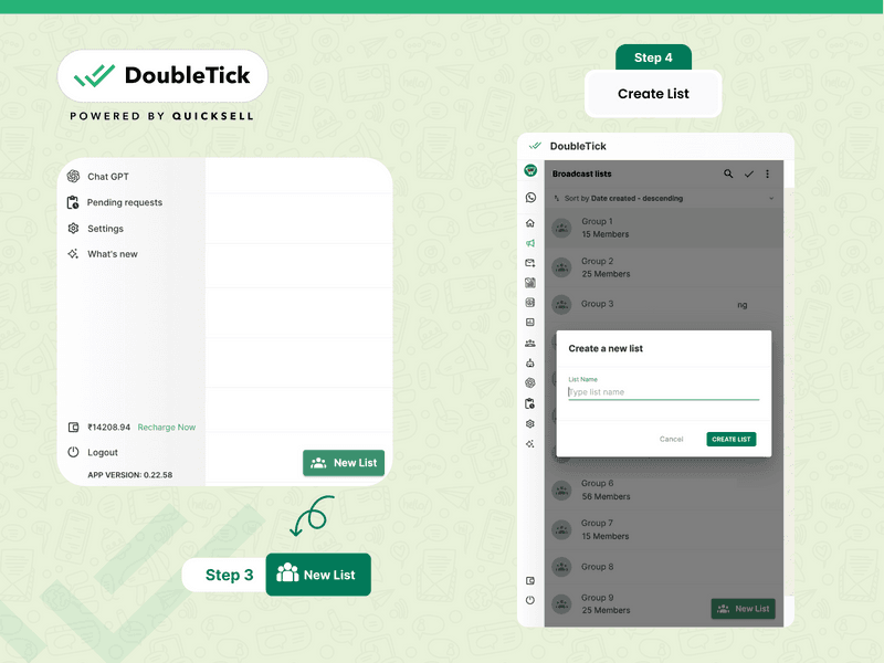 Steps to Send Broadcast Messages via DoubleTick