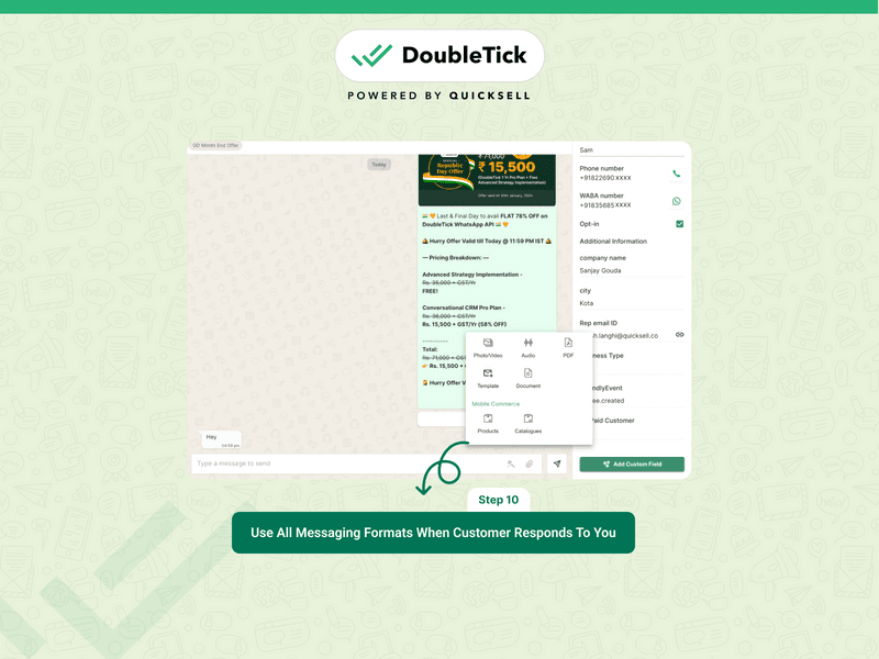 Steps to Send Messages to Individual Customers via DoubleTick​